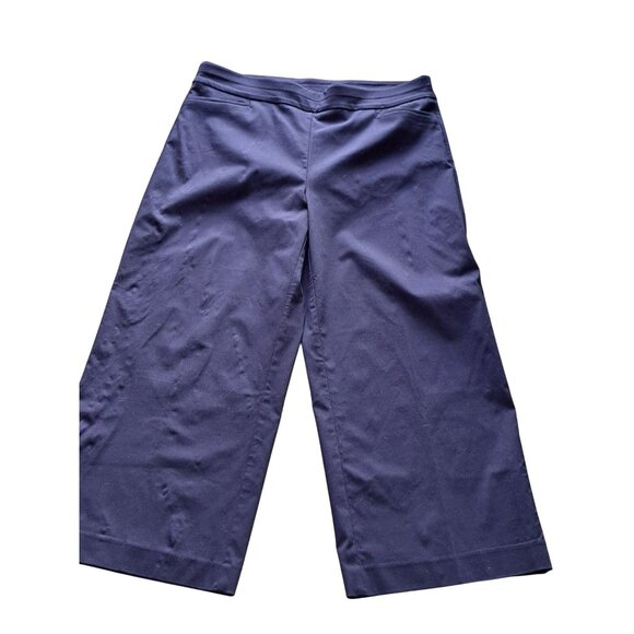 Chico's Women's Size 2.5R 14 Navy Wide-Leg Dress Pants Pull On Pockets Office - Picture 1 of 10